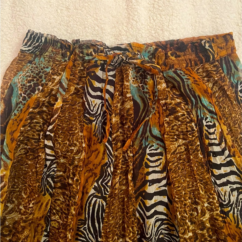 mixed animal print maxi skirt